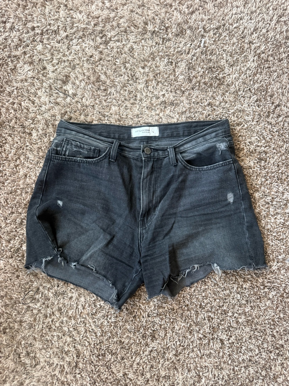 Just Black Washed Black Distressed Denim Shorts